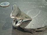 Adjustable Size Fossil Shark Tooth, Fine Sterling Silver Ring