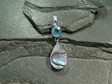 Abalone, Blue Topaz, Sterling Pendant