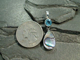Abalone, Blue Topaz, Sterling Pendant
