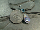 Abalone, Blue Topaz, Sterling Pendant