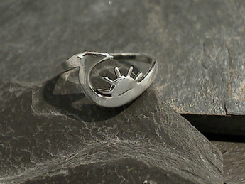 Size 9 Sterling Silver Wave And Sun Ring
