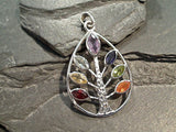 Chakra Stones, Sterling Silver Tree Of Life Pendant