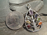 Chakra Stones, Sterling Silver Tree Of Life Pendant