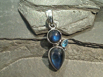 Labradorite, Blue Topaz, Sterling Silver Pendant