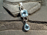 Blue Topaz, Sterling Silver Pendant