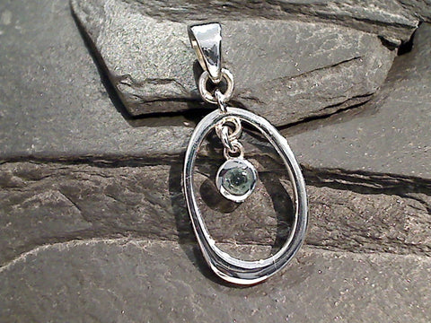 Blue Topaz, Sterling Silver Pendant