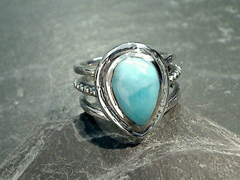 Size 8 Larimar, Sterling Silver Ring