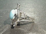 Size 7 Larimar, Sterling Silver Sea Turtle Ring