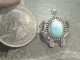 Size 7 Larimar, Sterling Silver Sea Turtle Ring