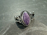 Size 6 Charoite, Sterling Silver Ring