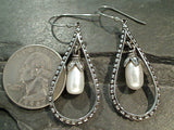 Pearl, Sterling Silver Large Earrings