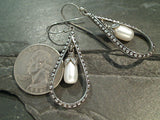 Pearl, Sterling Silver Large Earrings