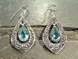 Blue Topaz, Sterling Silver Earrings