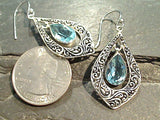 Blue Topaz, Sterling Silver Earrings