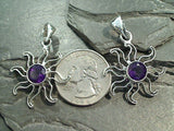 Amethyst Sun Pendant, Fine Sterling Silver
