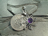 Amethyst Sun Pendant, Fine Sterling Silver