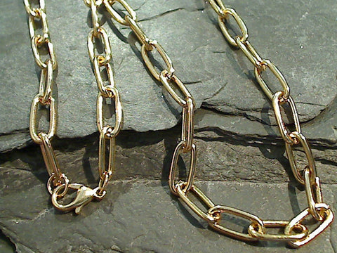 24" Gold Tone Thick Paper Clip Chain