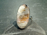 Adjustable Size Crazy Lace Agate, Fine Sterling Silver Ring