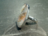 Adjustable Size Crazy Lace Agate, Fine Sterling Silver Ring