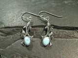 Larimar, Sterling Silver Dolphin Earrings