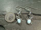 Larimar, Sterling Silver Dolphin Earrings
