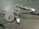 Larimar, Sterling Silver Dolphin Earrings