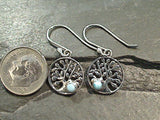 Larimar, Sterling Silver Tree Of Life Earrings