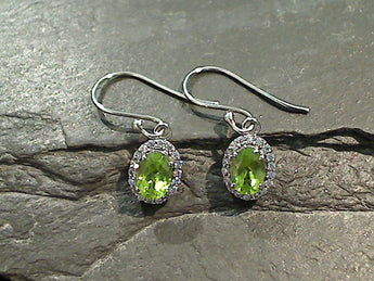 Peridot, CZ, Sterling Silver Earrings