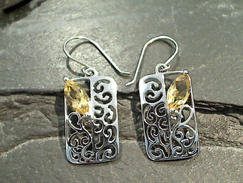 Citrine, Sterling Silver Earrings