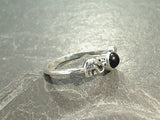 Size 7 Black Onyx, Sterling Silver Elephants Ring