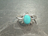 Size 7.25 Turquoise, Sterling Silver Sea Turtle Ring