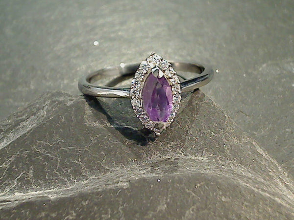 Size 6.25 Amethyst, CZ, Sterling Silver Ring