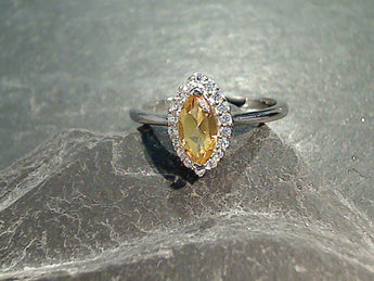 Size 7 Citrine, CZ, Sterling Silver Ring