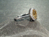 Size 6 Citrine, CZ, Sterling Silver Ring