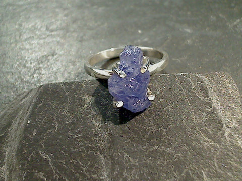 Size 6 Rough Tanzanite, Sterling Silver Ring