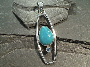 Turquoise, Blue Topaz, Sterling Silver Pendant