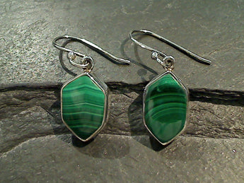 Malachite, Sterling Silver Earrings