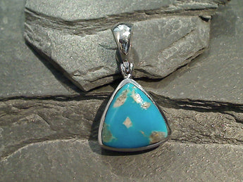 Nacozari Turquoise, Rhodium Plated Sterling Silver Pendant