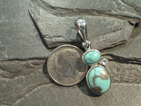 Turquoise, White Topaz, Rhodium Plated Sterling Silver Pendant