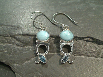 Larimar, Blue Topaz, Sterling Silver Earrings