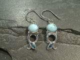 Larimar, Blue Topaz, Sterling Silver Earrings