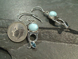 Larimar, Blue Topaz, Sterling Silver Earrings