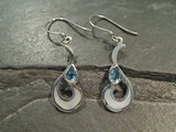 Mother of Pearl, Blue Topaz, Sterling Silver Earrings