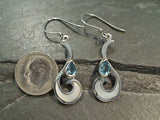Mother of Pearl, Blue Topaz, Sterling Silver Earrings