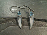 Mother of Pearl, Blue Topaz, Sterling Silver Earrings