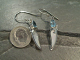 Mother of Pearl, Blue Topaz, Sterling Silver Earrings