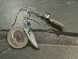 Mother of Pearl, Blue Topaz, Sterling Silver Earrings