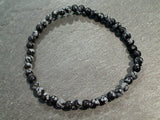 Snowflake Obsidian 4MM Stretch Bracelet