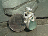 Sea Glass, Blue Topaz, Sterling Silver Octopus Pendant