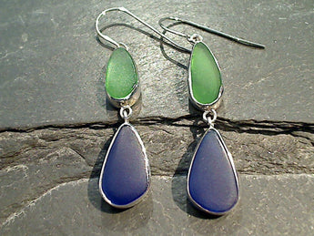 Sea Glass, Sterling Silver Earrings